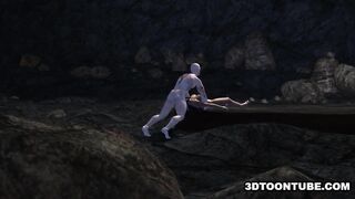 Busty 3D babe getting fucked hard by a monster