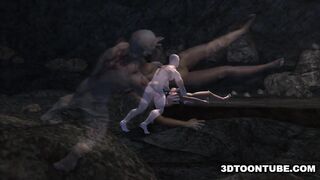 Busty 3D babe getting fucked hard by a monster