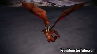3D cartoon babe gets fucked outdoors by a winged demon