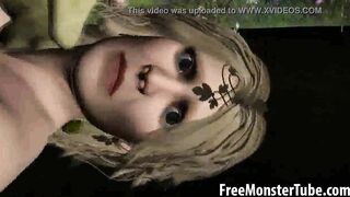 3D elf babe gets fucked in the woods by a goblin