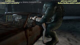 Zoe Baker stuffed in the car by hulky Monster