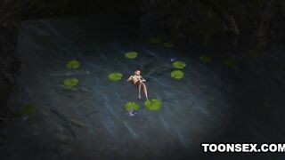 Busty 3D cartoon babe getting fingered and fucked