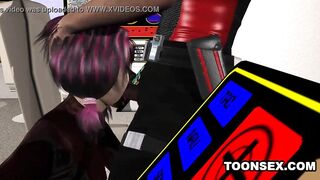 3D cartoon emo babe sucks cock and gets fucked