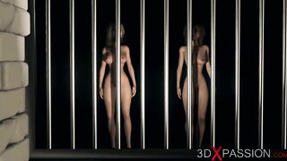 Confused nerdy college girl captive gets fucked by big monsters in the dark dungeon