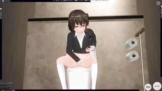 3D HENTAI Teacher Helped Schoolgirl Cum in the Toilet