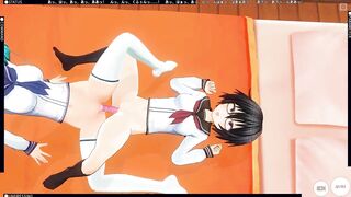 3D HENTAI Schoolgirls Lesbians Fuck with a Vibrator