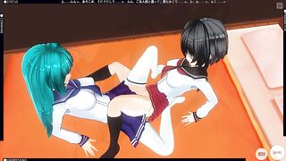 3D HENTAI Schoolgirls Lesbians Fuck with a Vibrator