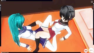 3D HENTAI Schoolgirls Lesbians Fuck with a Vibrator