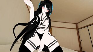 Sexy BDSM Black Blue Long Hair gives Sex Therapy POV Lap Dance and Ride