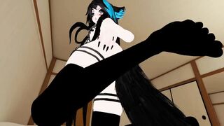 Sexy BDSM Black Blue Long Hair gives Sex Therapy POV Lap Dance and Ride