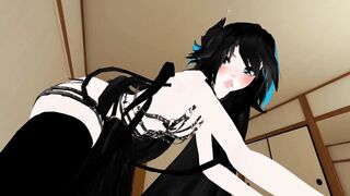 Sexy BDSM Black Blue Long Hair gives Sex Therapy POV Lap Dance and Ride