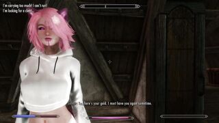 Skyrim: Neko Girl Fucking for Money at her Local Brothel
