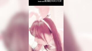 うさ耳着けて、つばごっくん。つるつるパイパンとフェラ she Wears a Rabbit Ear and Drinks Saliva. Smooth Hairless and Blowjob