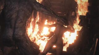Naked Girl Running away from an Excited Monster | 3d Monster Porno