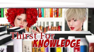 Redhead Futanari and a Blonde Schoolgirl Fucking in a Public Library