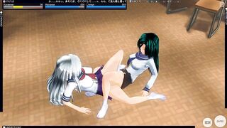 3D HENTAI Schoolgirls Lesbians Cum after School