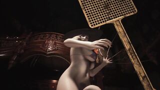 Resident Evil Village Lady Dimitrescu see through Blue Bikini Bottomless - Bushy Pussy Spanking Art