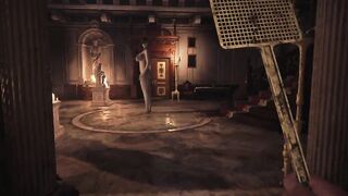 Resident Evil Village Lady Dimitrescu see through Blue Bikini Bottomless - Bushy Pussy Spanking Art