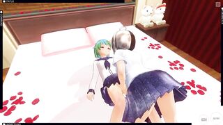 3D HENTAI Yuri Earth-chan and Moon-chan Fuck and Cum