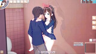 Koikatu - Kizuna AI Gets Fucked in a Bathroom Doggystyle 3D HENTAI