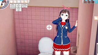 Koikatu - Kizuna AI Gets Fucked in a Bathroom Doggystyle 3D HENTAI