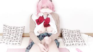 女装 子|crossdresser| 【part２】ピンク髪コス プレでお漏らし射精オナニー 日本人 男の娘 Japanese Hentai Cosplay