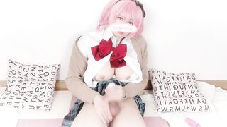 女装 子|crossdresser| 【part２】ピンク髪コス プレでお漏らし射精オナニー 日本人 男の娘 Japanese Hentai Cosplay