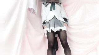 女装 子|crossdresser| ほむほむコス プレ衣装を試着してたら我慢できずに大量おもらし　japanese Hentai Cosplay 日本人 男の娘　ほむらちゃん