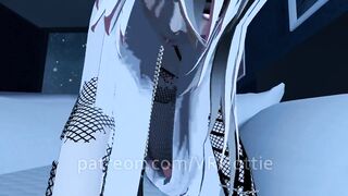 Fishnet Babe Waiting for you in Bed POV Lap Dance Chains White Hair Hentai Uncensored Strip