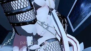 Fishnet Babe Waiting for you in Bed POV Lap Dance Chains White Hair Hentai Uncensored Strip