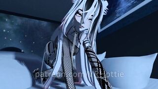 Fishnet Babe Waiting for you in Bed POV Lap Dance Chains White Hair Hentai Uncensored Strip