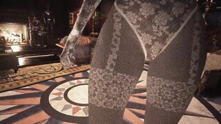 Resident Evil Village Lady Dimitrescu BDSM White Lace Body Stocking - Spanking - Extreme Jiggle