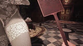 Resident Evil Village Lady Dimitrescu BDSM White Lace Body Stocking - Spanking - Extreme Jiggle