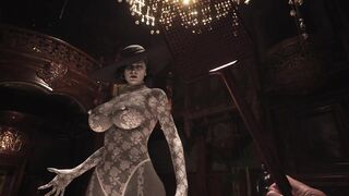 Resident Evil Village Lady Dimitrescu BDSM White Lace Body Stocking - Spanking - Extreme Jiggle