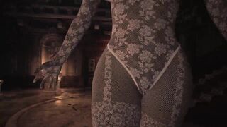 Resident Evil Village Lady Dimitrescu BDSM White Lace Body Stocking - Spanking - Extreme Jiggle