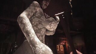 Resident Evil Village Lady Dimitrescu BDSM White Lace Body Stocking - Spanking - Extreme Jiggle