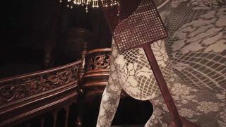 Resident Evil Village Lady Dimitrescu BDSM White Lace Body Stocking - Spanking - Extreme Jiggle