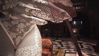 Resident Evil Village Lady Dimitrescu BDSM White Lace Body Stocking - Spanking - Extreme Jiggle