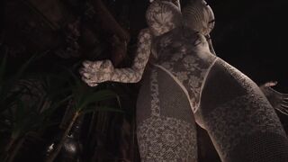 Resident Evil Village Lady Dimitrescu BDSM White Lace Body Stocking - Spanking - Extreme Jiggle