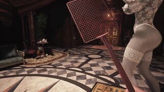 Resident Evil Village Lady Dimitrescu BDSM White Lace Body Stocking - Spanking - Extreme Jiggle