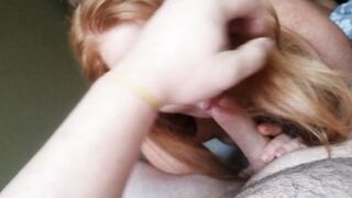 Redhead Sucks and Rides Reverse Cowgirl Homemade Amateur Blowjob Blue Eyes