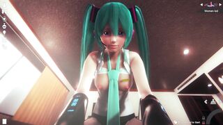3D HENTAI POV Hatsune Miku Rides your Cock