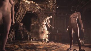 Resident Evil Village Lady Dimitrescu in White Corset Topless Bottomless - 3D Hentai