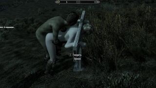 Porn with his Personal Maid at Night in the Parking Lot | Skyrim Sex Mods