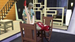 An old Grandfather Fucks a Red-haired Beauty with his Big Black Cock. Porno Game