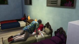 An old Grandfather Fucks a Red-haired Beauty with his Big Black Cock. Porno Game