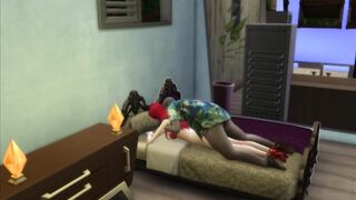 An old Grandfather Fucks a Red-haired Beauty with his Big Black Cock. Porno Game