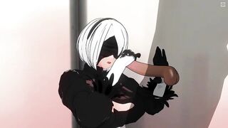 3D HENTAI 2B Jerks off your Cock Gently
