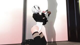 3D HENTAI 2B Jerks off your Cock Gently