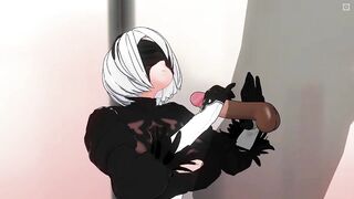 3D HENTAI 2B Jerks off your Cock Gently
